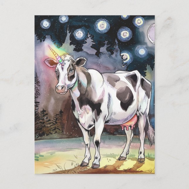 Dairy Cow Unicorn Postcard (Front)