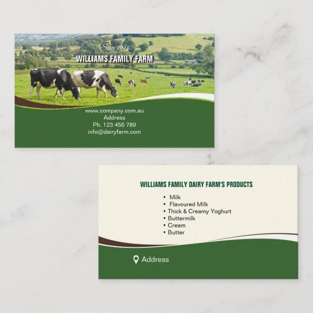Dairy Farms, cattle, agriculture,  Business Card (Front/Back)