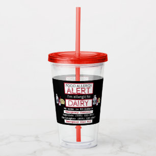 Dairy Food Allergy Alert Acrylic Tumbler
