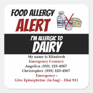 Dairy Food Allergy Alert Warning Label