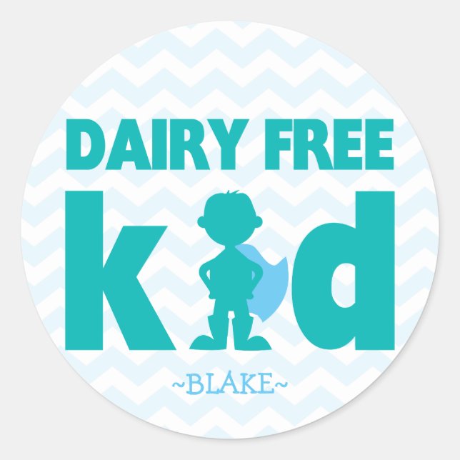 Dairy Free Kid Superhero Boy Allergy Stickers (Front)