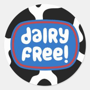 Dairy Free Labels. Eat Dairy Free. Classic Round Sticker