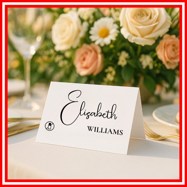 Dairy Free Menu Modern Script Wedding Place Cards (Creator Uploaded)