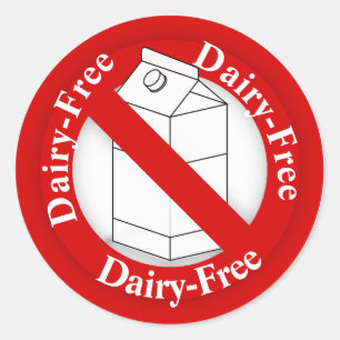 Dairy Free Red and White Product Labels
