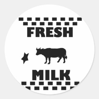 Dairy fresh cow milk classic round sticker