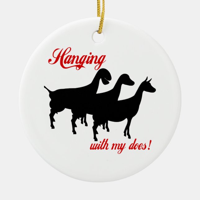 Dairy Goats Ceramic Tree Decoration (Front)