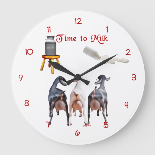Dairy Goats Milking Wall Clock (Front)