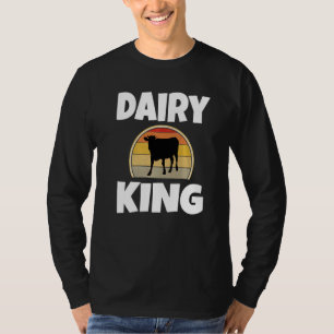 Dairy King Cattle Farmer Farming Retro Cow Rancher T-Shirt