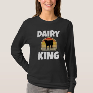 Dairy King Cattle Farmer Farming Retro Cow Rancher T-Shirt