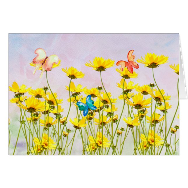 Daisies and Butterflies All Occasion Card (Front Horizontal)