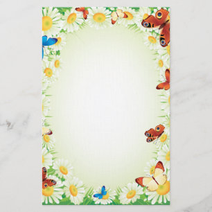 Daisies and Butterflies Floral Stationery