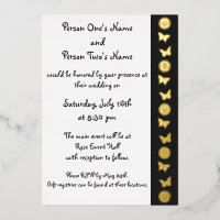 Daisies and Butterflies in Black Foil Invitation