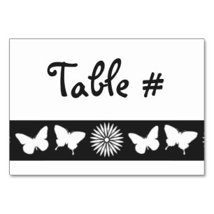 Daisies and Butterflies in Black Table Card