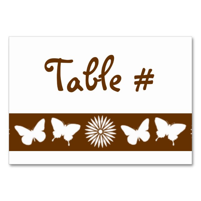 Daisies and Butterflies in Chocolate Table Card (Front)