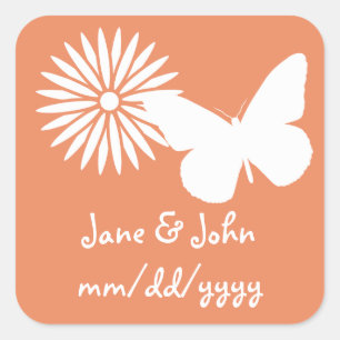 Daisies and Butterflies in Coral Sticker