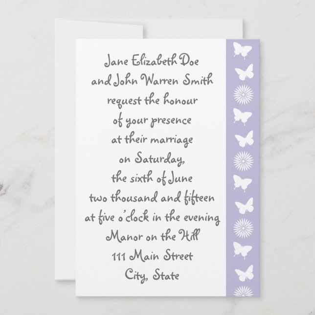 Daisies and Butterflies in Lavender Invitation (Front)