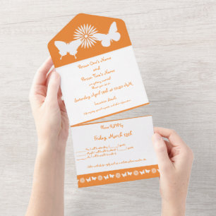 Daisies and Butterflies in Orange All In One Invitation