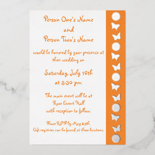 Daisies and Butterflies in Orange Foil Invitation
