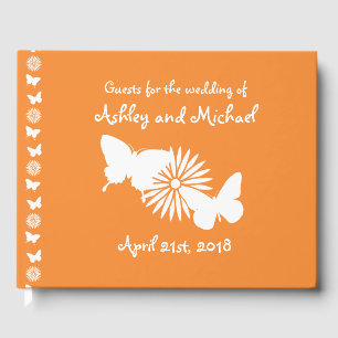 Daisies and Butterflies in Orange Guest Book