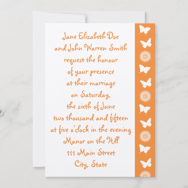 Daisies and Butterflies in Orange Invitation (Front)