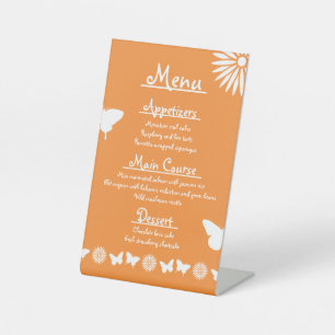 Daisies and Butterflies in Orange Pedestal Sign