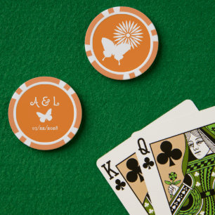 Daisies and Butterflies in Orange Poker Chips