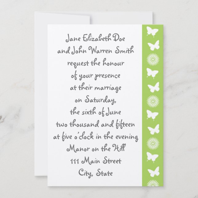 Daisies and Butterflies in Peridot Invitation (Front)