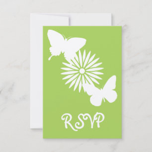 Daisies and Butterflies in Peridot RSVP Card