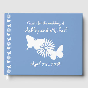 Daisies and Butterflies in Periwinkle Guest Book