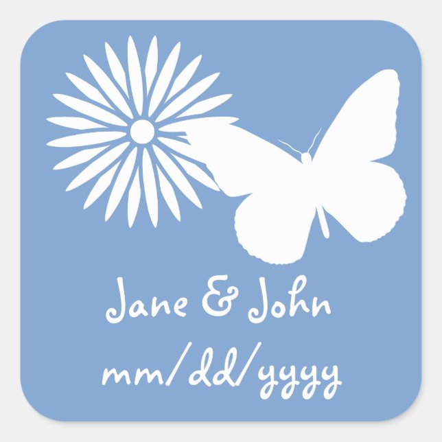 Daisies and Butterflies in Periwinkle Sticker (Front)