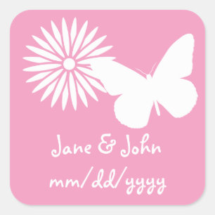 Daisies and Butterflies in Petal Pink Sticker