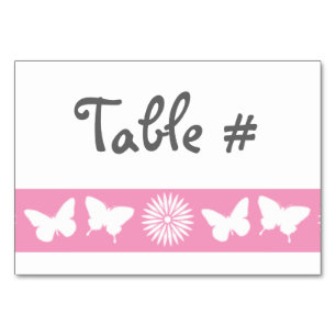 Daisies and Butterflies in Petal Pink Table Card