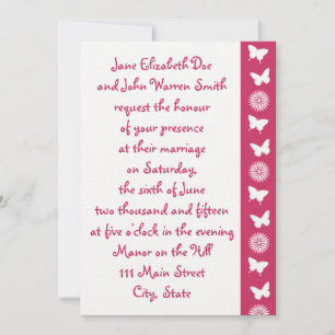Daisies and Butterflies in Raspberry Invitation