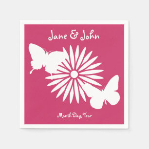 Daisies and Butterflies in Raspberry Napkins