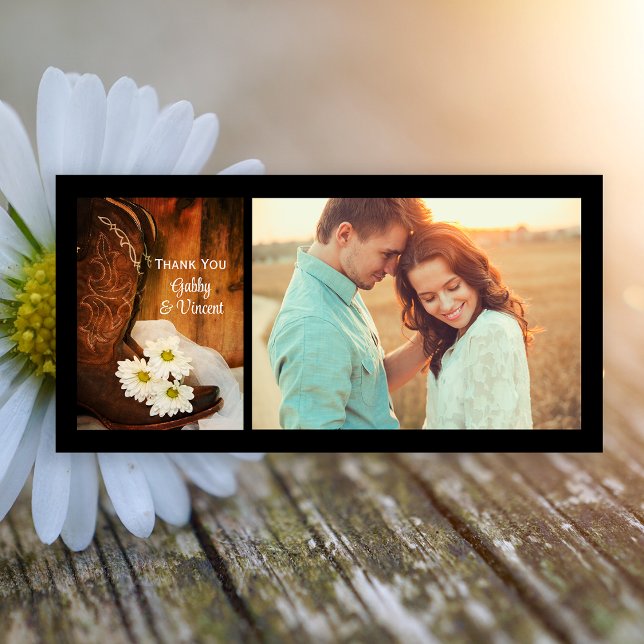 Daisies and Cowboy Boots Western Wedding Thank You (Creator Uploaded)
