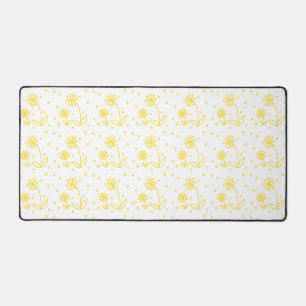 Daisies and Dots 2 - Lemon Yellow and White Desk Mat