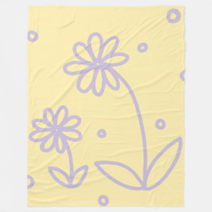 Daisies and Dots 2 - Pastel Yellow and Purple Fleece Blanket