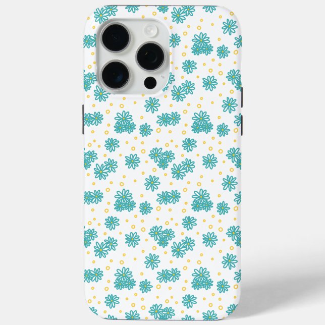 Daisies and Dots - Turquoise and Yellow  Case-Mate iPhone Case (Back)