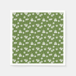 Daisies and Dots - White, Sand and Palm Green  Napkin