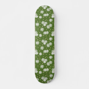 Daisies and Dots - White, Sand and Palm Green  Skateboard