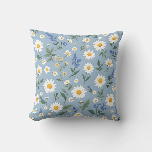 Daisies and Dreams: A Whimsical Floral Pattern Cushion (Front)