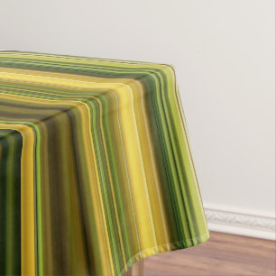 Daisies and Goldenrod Green and Yellow Stripe Tablecloth