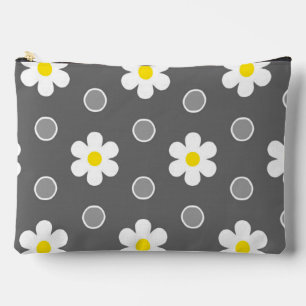 Daisies and Grey and White Polka Dots Accessory Pouch