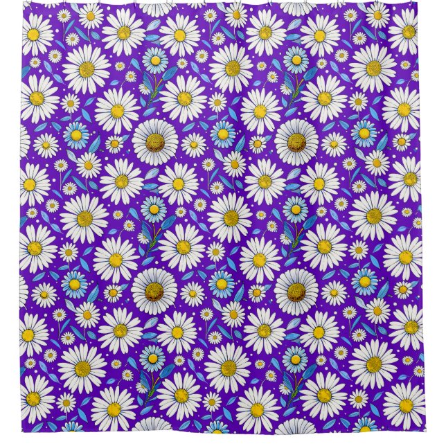 Daisies and Leaves Shower Curtain (Front)