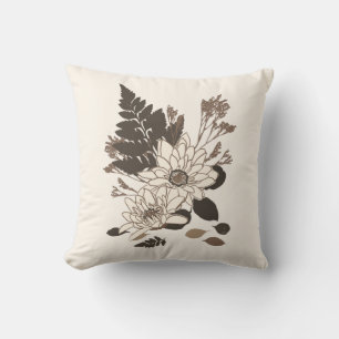 Daisies and Leaves - transparent on cream. Cushion