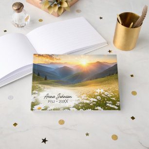 Daisies and Mountains for Memorial Service Guest Book