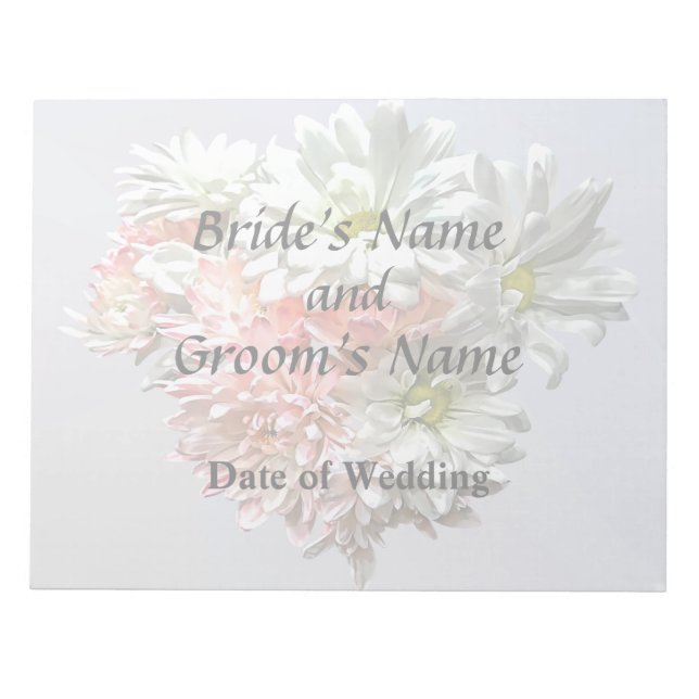 Daisies and Pink Chrysanthemums Wedding Supplies Notepad (Front)