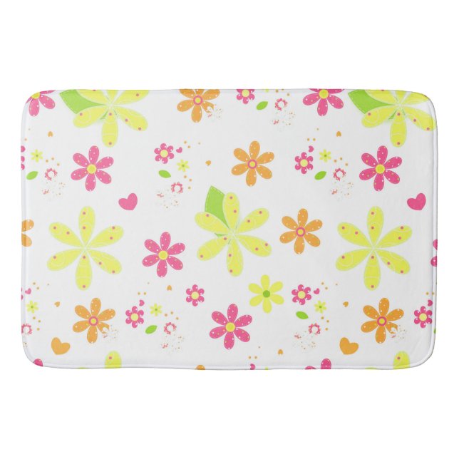 Daisies and Polka Dots Bath Mat (Front)
