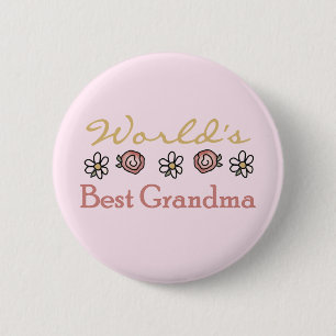 Daisies and Roses World Best Grandma 6 Cm Round Badge