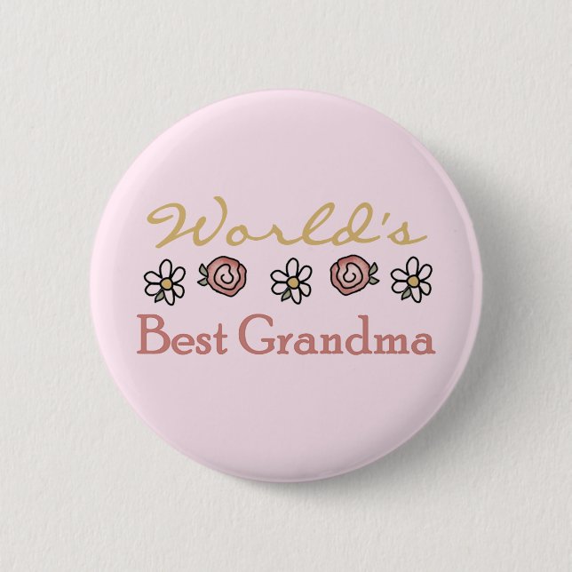Daisies and Roses World Best Grandma 6 Cm Round Badge (Front)